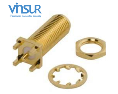 11521540 -- RF CONNECTOR - 50OHMS, SMA FEMALE, STRAIGHT, BULKHEAD LONG LENGTH, PCB-THROUGH HOLE, ROUND POST